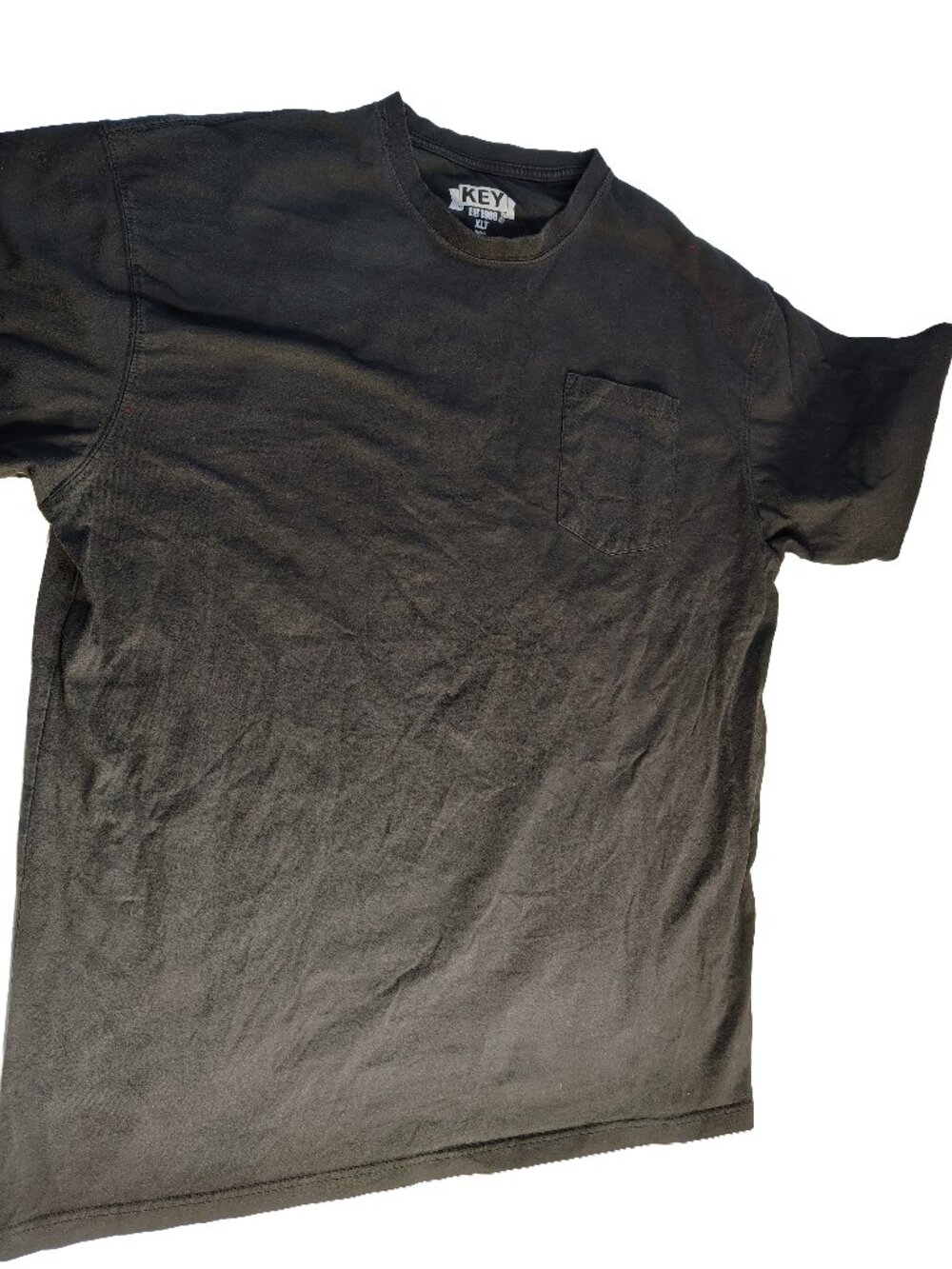Men's Plain Black Size XLT Short Sleeve Key Branded Heavyweight T-Shirt